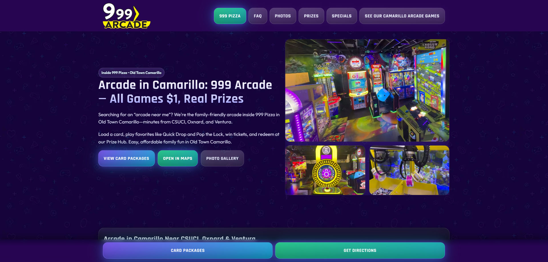 Screenshot of 999Arcade.com family arcade website